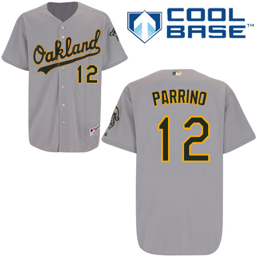 Andy Parrino #12 MLB Jersey-Oakland Athletics Men's Authentic Road Gray Cool Base Baseball Jersey